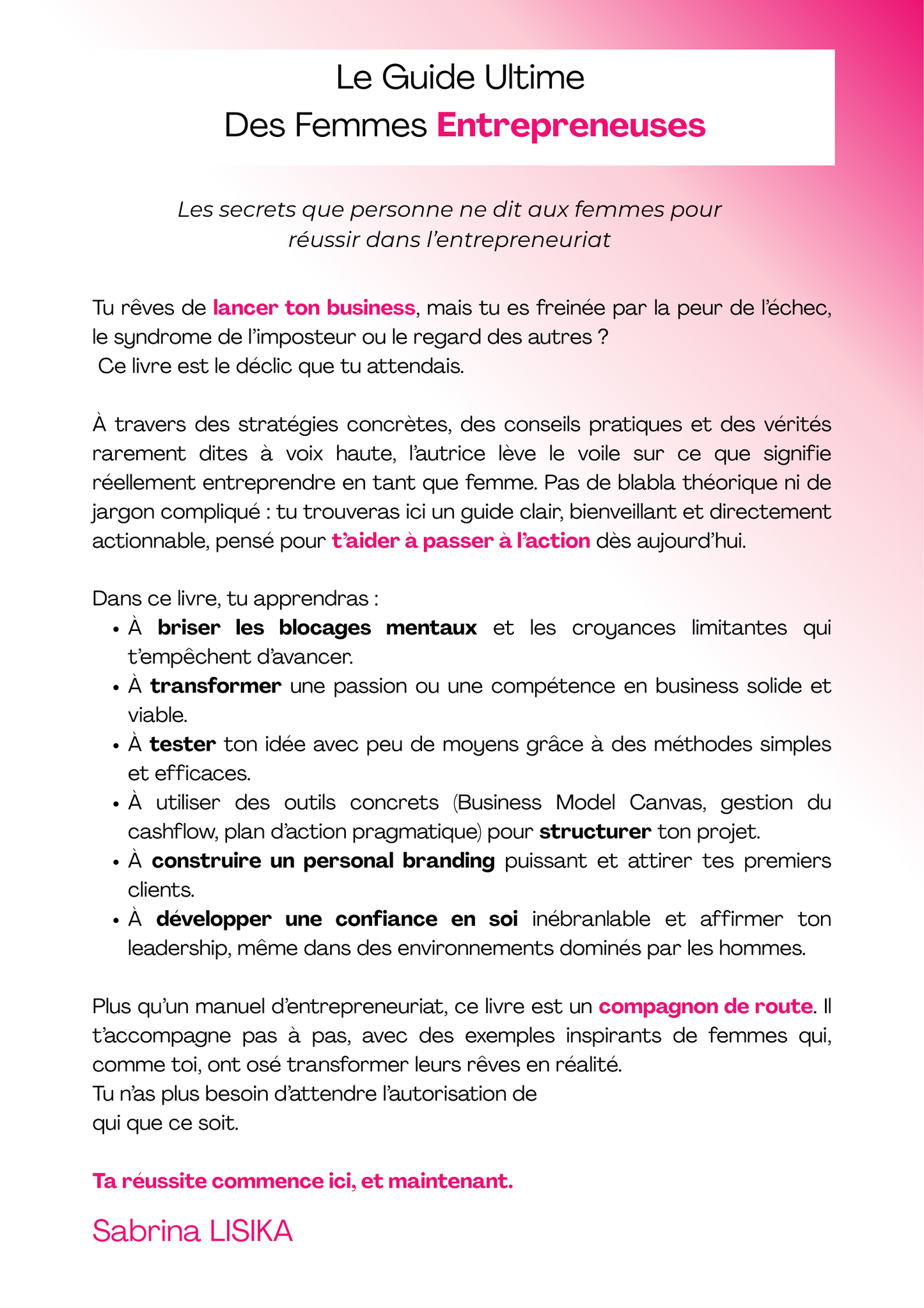 Le guide Ultimes des femmes entrepreneuse